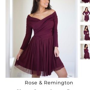 Maroon off shoulder dress